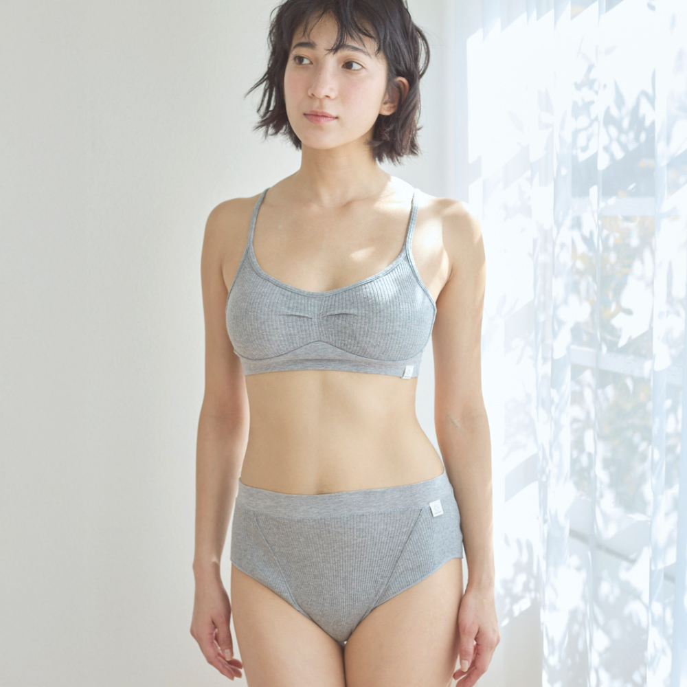 hinna ふわリブ オーガニックコットン ふんどしショーツ 杢グレー