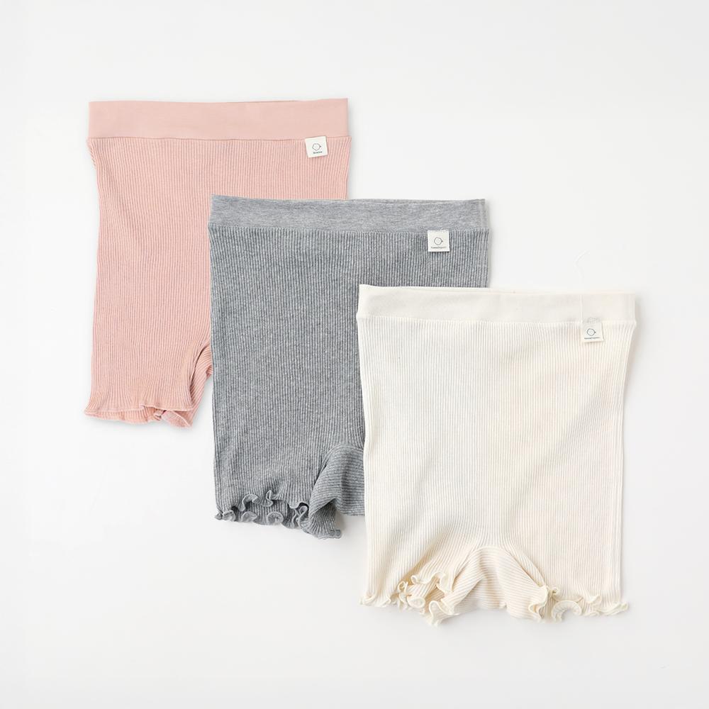 hinna ふわリブ オーガニックコットン 1分丈ショーツ 透けにくいピンク